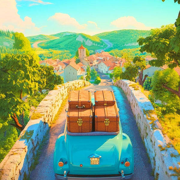 Affiche, Illustrée, 'En route pour la Dordogne', SalonEcris, Art, Décoration, Murale, Voyage, France, Impression.