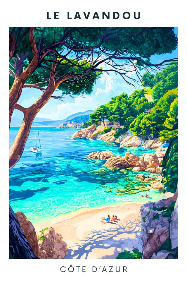 Affiche Le Lavandou, plage méditerranéenne