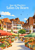 affiche, souvenir, jour de marché, Salies-de-Béarn, Béarn, tourisme, marché, Pyrénées-Atlantiques, décoration murale, idée cadeau
