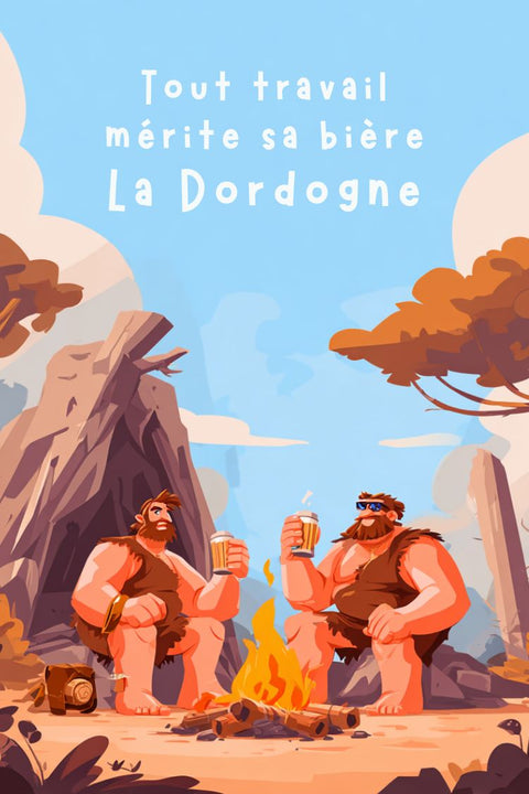 Affiche, Humoristique, Homme, Cro Magnon, Grotte, Lascaux, Décoration, Art préhistorique, Cadeau, Humour.
