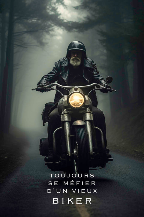 Affiche De moto - Toujours se méfier d'un vieux Biker