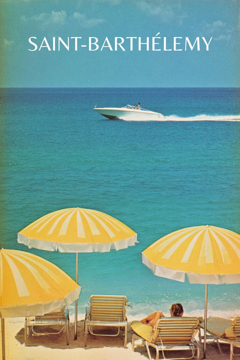 Affiche vintage Saint Barthélemy plage