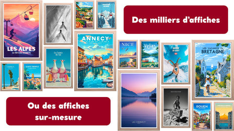 Affiche France encadrée colorée pour décoration professionnelle