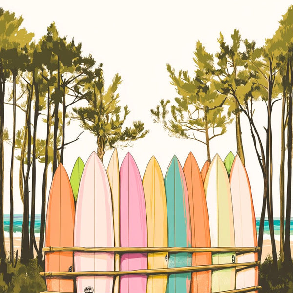 Affiche Retro Surf à Biarritz