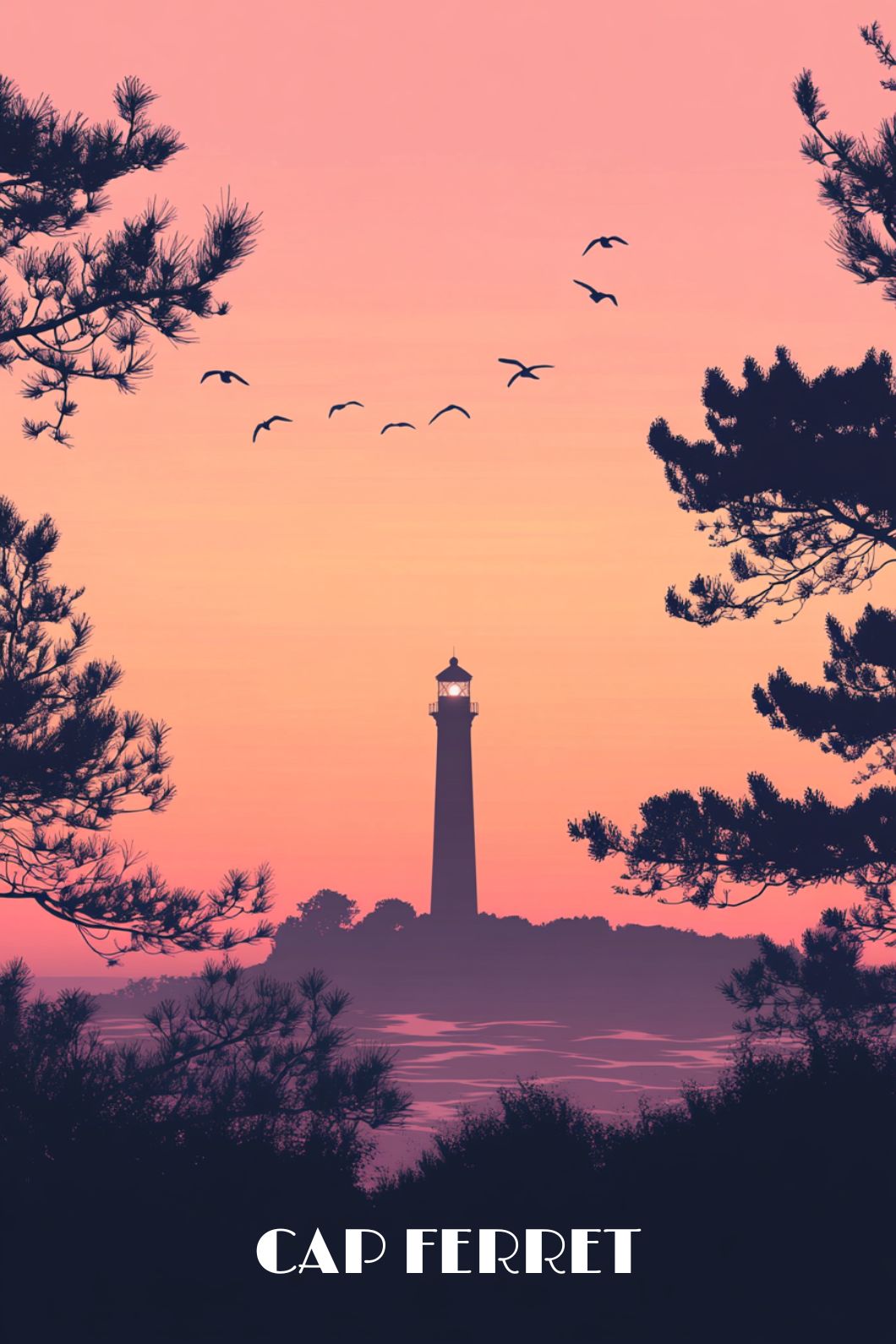 Affiche Cap Ferret Coucher de soleil – Posters de nos régions