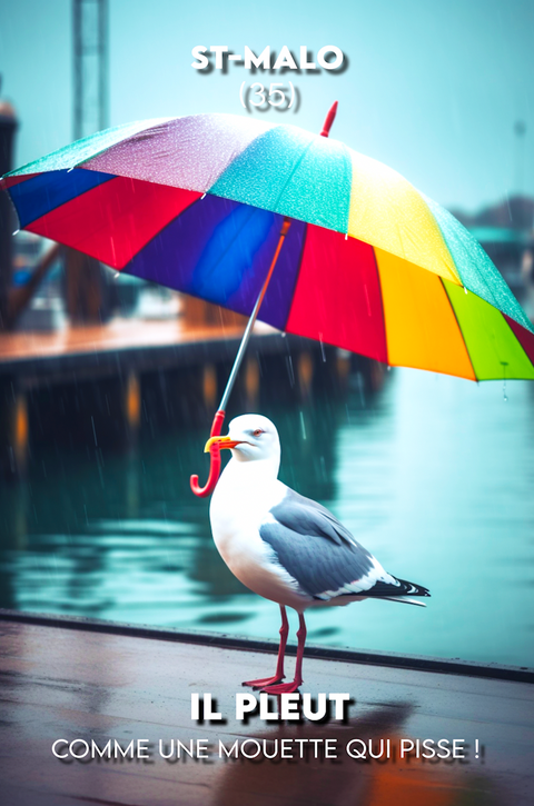 Affiche Saint-Malo - Il pleut comme une mouette qui pisse à Saint Malo