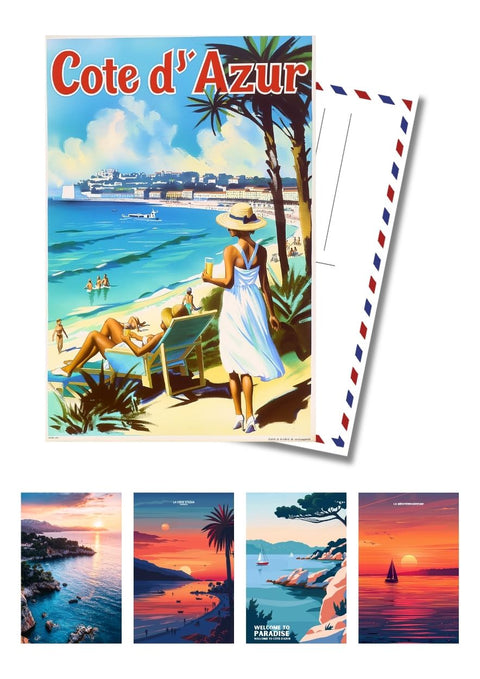 Lot 5 Cartes Postales Côte D'Azur