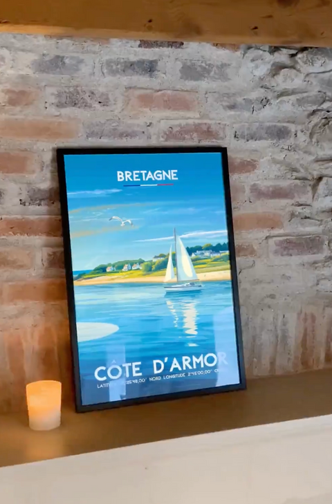 Affiche Côtes d'Armor - Plage bateau déco