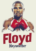 "Affiche/poster de sport vintage Floyd Mayweather, design contemporain et moderne, décoration artistique, élégance sportive, création originale, oeuvre moderne, style raffiné, expression artistique, beauté du sport, culture contemporaine."