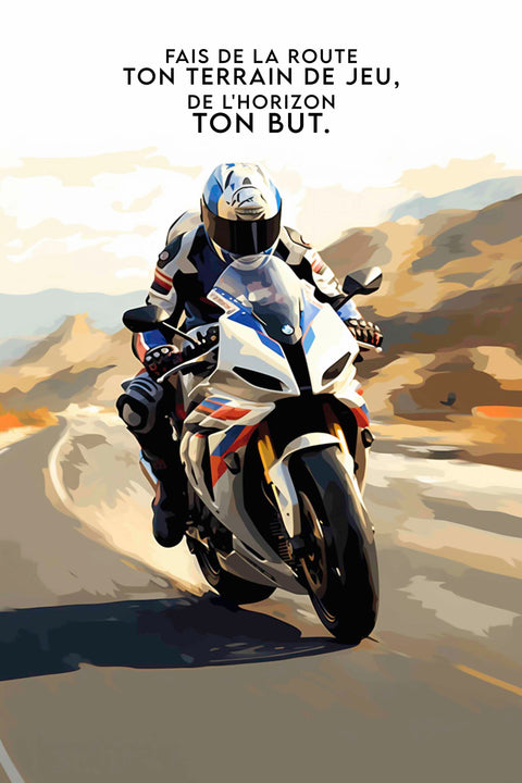 Affiche De moto - Fais de la route ton terrain de jeu