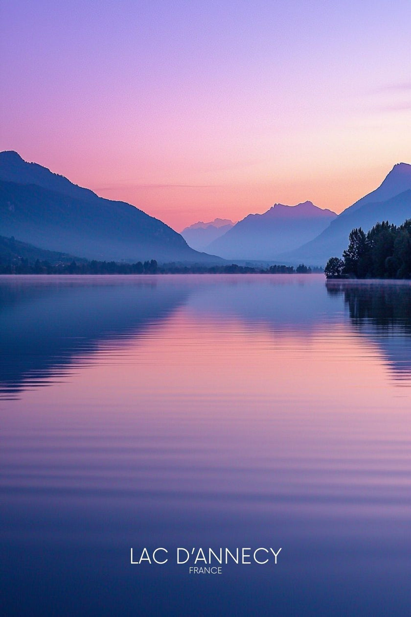 Affiche coucher de soleil Lac d'Annecy