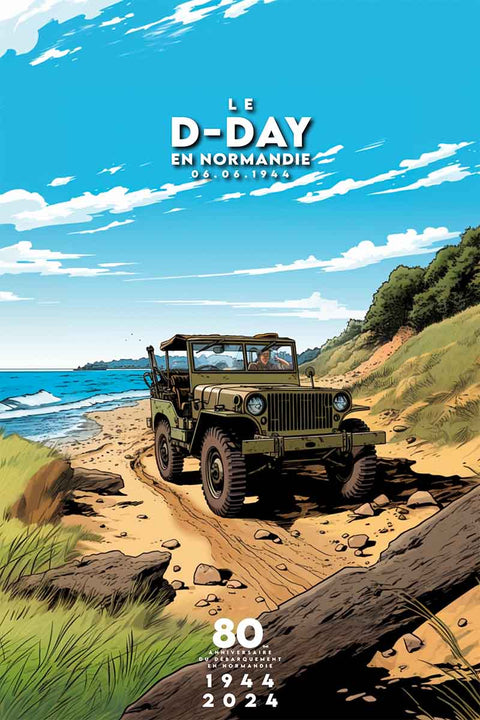 Affiche débarquement Normandie Jeep