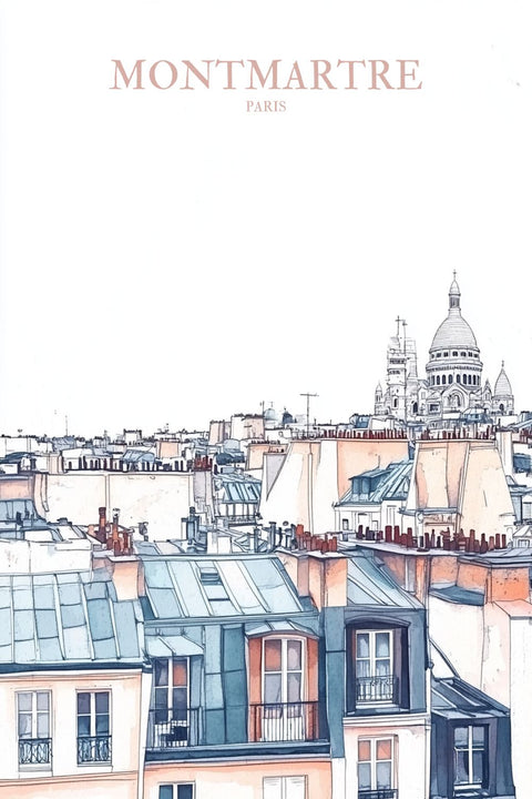 Affiche Montmartre Rose Pastel
