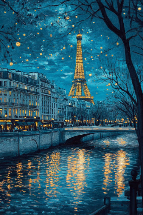 Affiche Tour Eiffel Nuit Étoilée