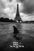 Paris Tour effeil noir et blanc requin netflix humour seine Affiche Poster Deco Mural