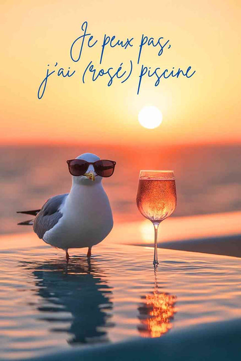 Affiche Drole - Je peux pas, j'ai rosé piscine