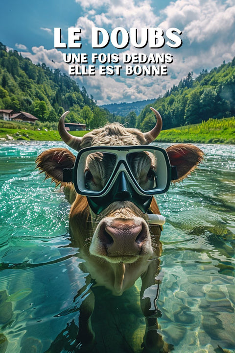 Affiche de Franche-Comté - Baignade dans le Doubs