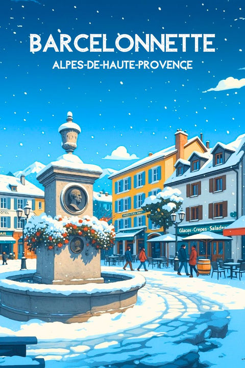 Affiche, Poster, Barcelonnette, Cadeau, Déco, Murale, Unique, Alpes, Design, Tourisme
