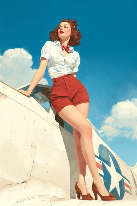 Affiche Pin Up DDAY Libération Américaine - Avions Retro