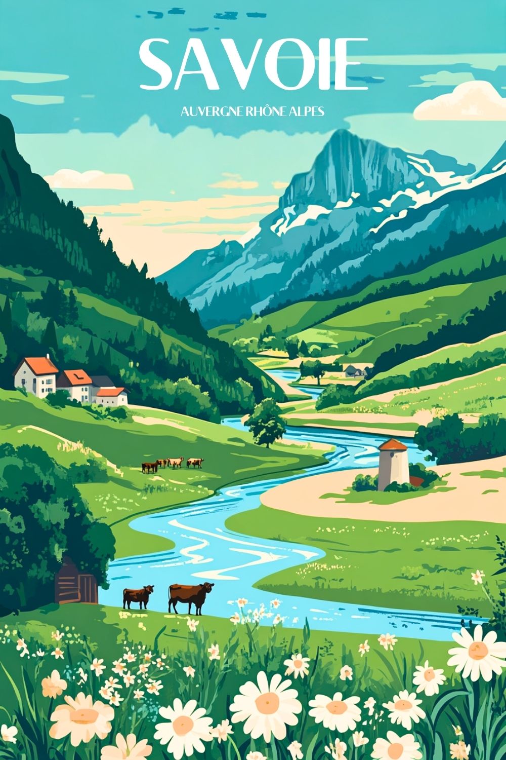 Poster Vintage Annecy Sur Toile - Décoration Murale Moderne 30x45 Cm Pour Salon, Bureau Ou Chambre - 1