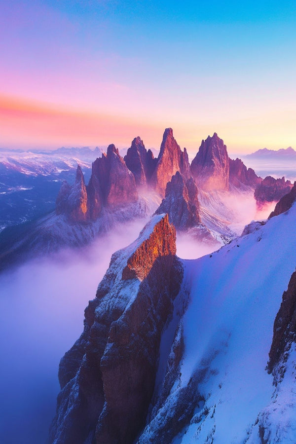 Affiche Montagne - Les sommets des nuages
