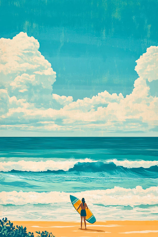 Affiche Vintage Surf et Plage
