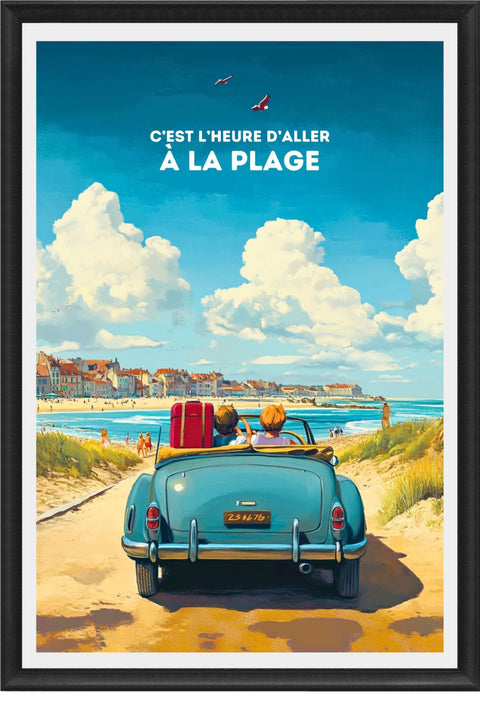 Affiche Vintage - La Plage en Vacances Retro