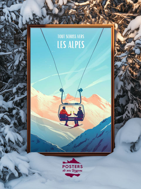 Affiche Ski - Tout schuss vers les Alpes