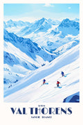 affiche, poster, Val Thorens, Savoie, station, ski, vintage, rétro, neige, Alpes