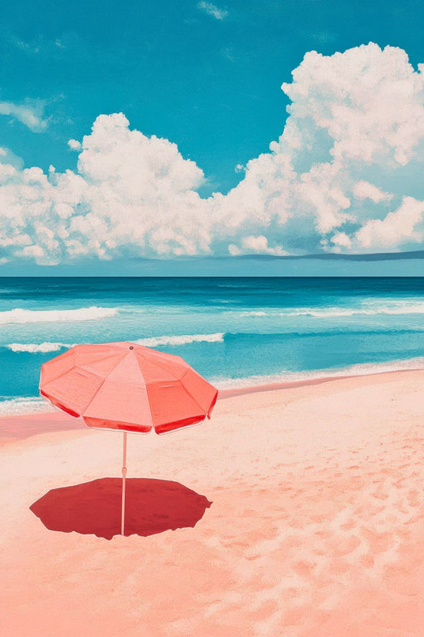 aesthetic plage parasol tendance Affiche Poster Vintage Retro Deco Mural