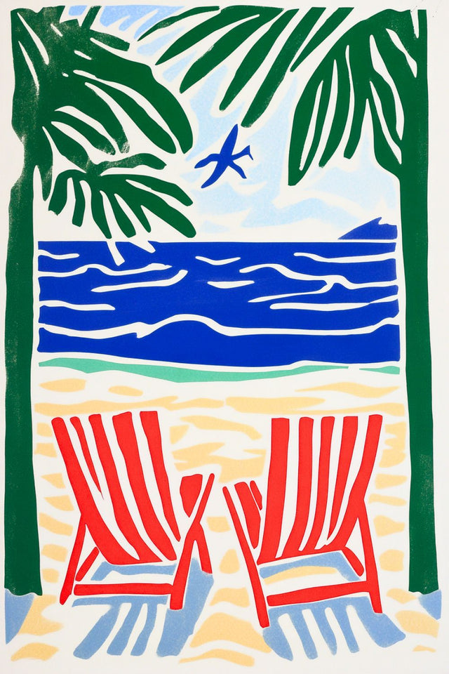 Affiche minimaliste plage palmier