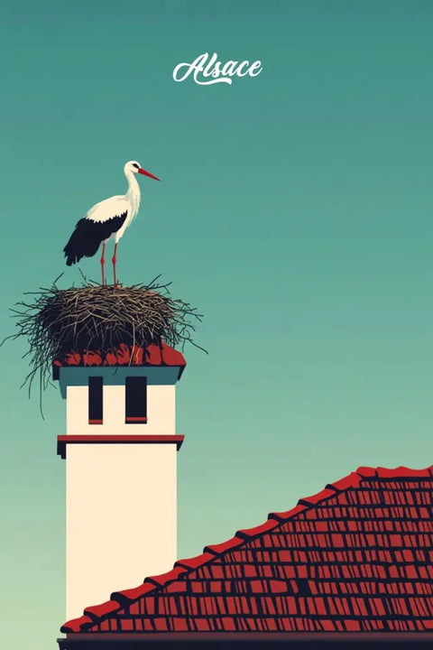 Affiche Alsace - La Belle Cigogne