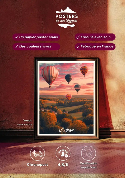Affiche Alsace - Paysage Montgolfières