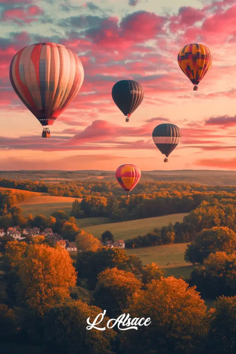 Affiche Alsace - Paysage Montgolfières