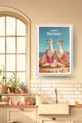 Poster Copines Bretonne dans un cadre bois, décoration murale de cuisine