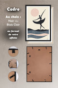 Choix du cadre noir ou bois clair pour l'affiche Danse Ballet sous la lune, système d'accroche au dos