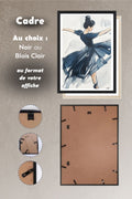 Choix du cadre noir ou bois clair pour l'affiche Danse Black Swan, système d'accroche au dos