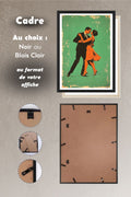 Choix du cadre noir ou bois clair pour l'affiche Danse La valse a trois temps, système d'accroche au dos