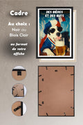 Affiche des Bières et des Buts fan de foot avec cadre noir ou bois clair au format de l'affiche