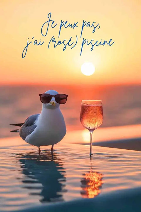 Affiche Drole - Je peux pas j’ai rosé piscine