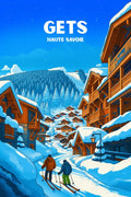 Gets, Station de Ski, Glamour, Affiche, Poster, Déco, Découvrir, Montagne, Vacances, Hiver