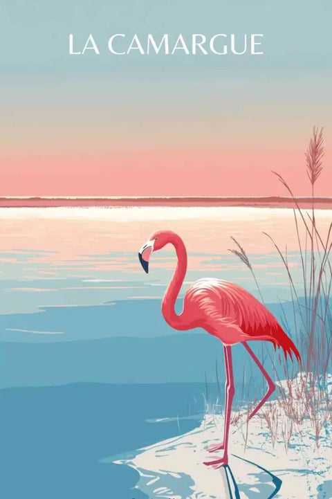 Affiche La Camargue - Le Flamant Rose Déco murale