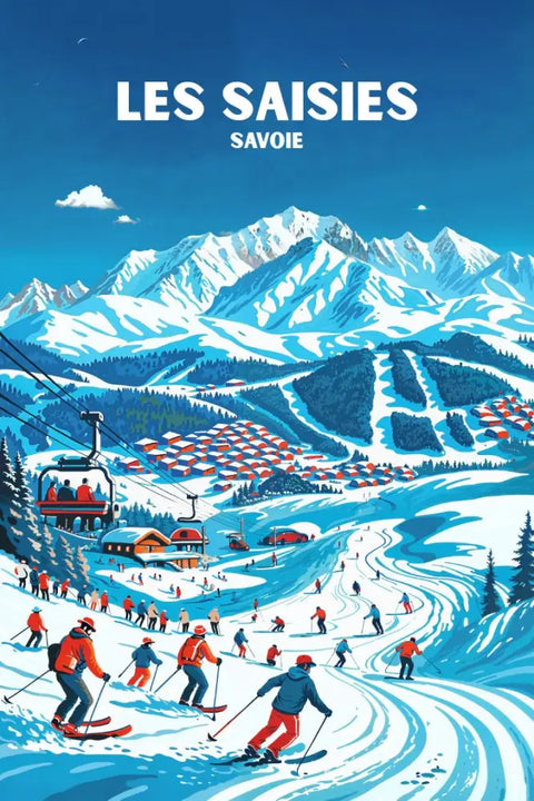 Affiche, Rétro, Vintage, Les Saisies, Idée, Déco, Murale, Unique, Design, Intérieur