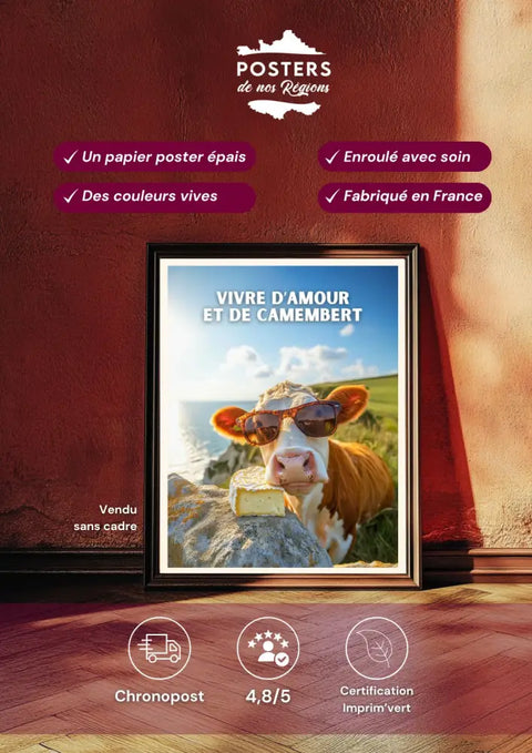 Affiche Normandie - Vivre d’amour et de camembert