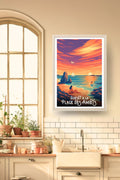 Poster Plage des Amiets dans un cadre bois, décoration murale de cuisine