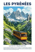Affiche Pyrénées - Le Petit Train Jaune Retro