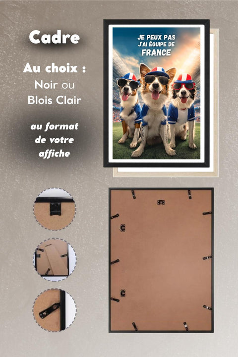 Affiche Ramenez la Coupe à la Maison avec cadre noir ou bois clair au format de l'affiche