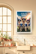 Poster Ramenez la Coupe à la Maison dans un cadre bois clair, décoration murale de cuisine
