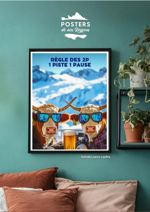 Affiche Ski - Drôle La Règle Piste Pause