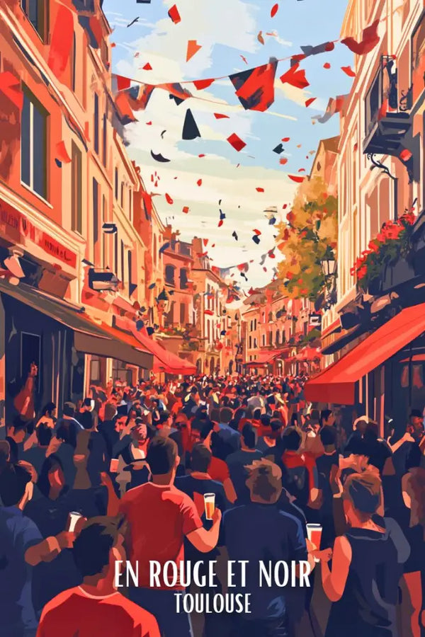 Affiche Toulouse - En Rouge et Noir Rugby